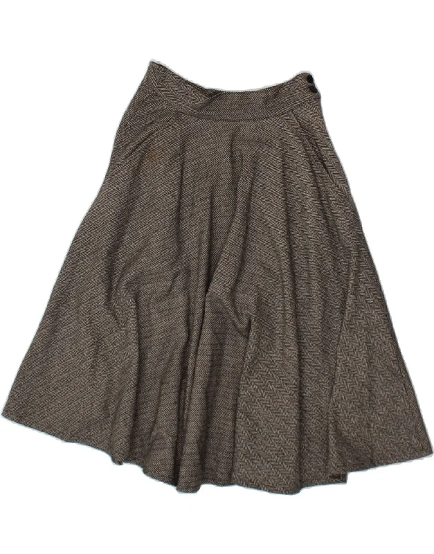 EMMANUEL SCHVILI Womens A-Line Skirt UK 10 Small W28  Grey Herringbone spandex blend skirt