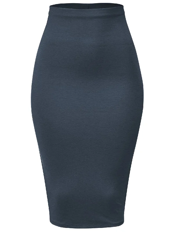 Women's Ponte Slim Fit Stretch Bodycon Office Pencil Skirt (FWS1053) lightweight skirt design