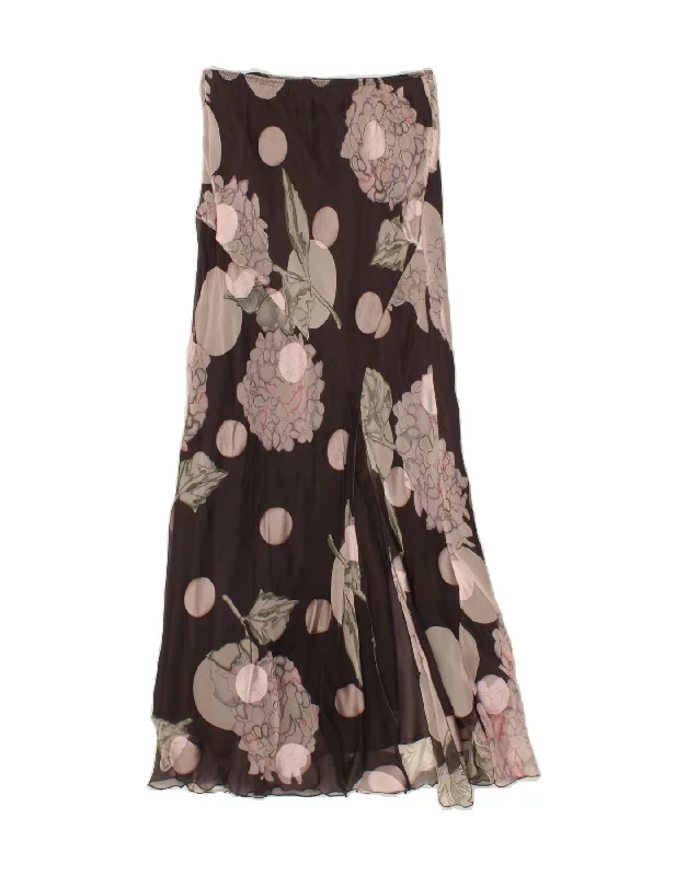 FENN WRIGHT MANSON Womens Maxi Skirt UK 10 Small W26 Black Floral Silk summer skirt style FENN WRIGHT MANSON Womens Maxi Skirt UK 10 Small W26 Black Floral Silk summer skirt style