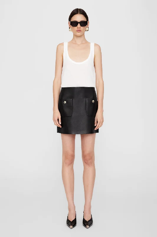 Finn Skirt - Black Leather corduroy skirt textured