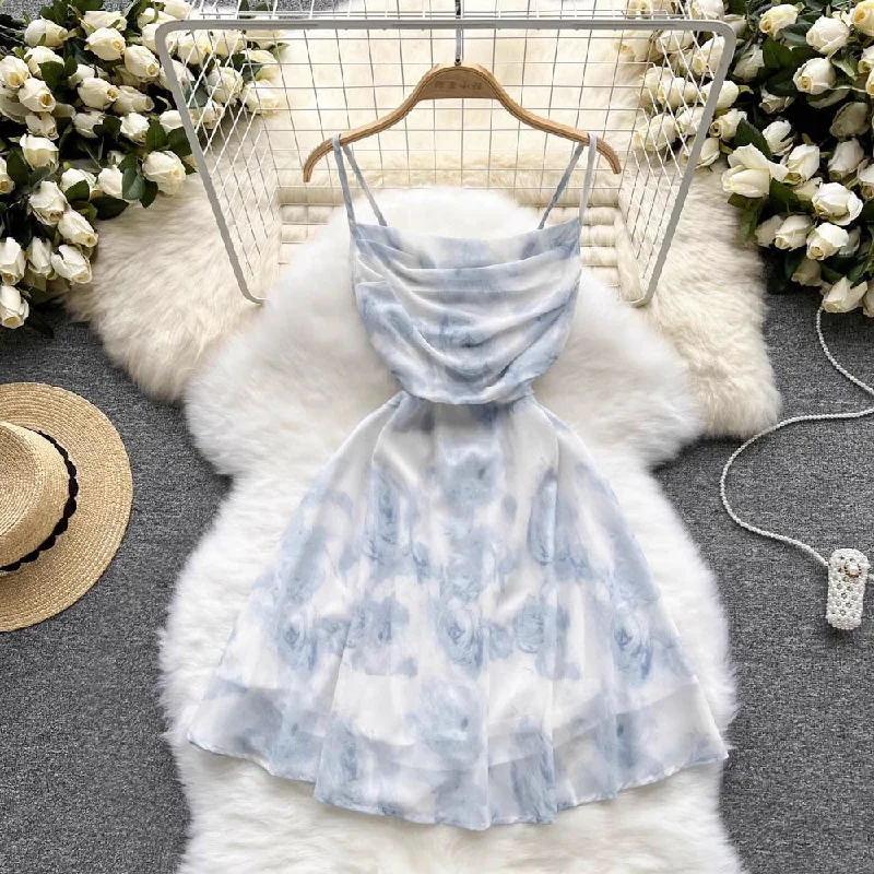 floral suspender skirt new A-line skirt     S4576 leather skirt refined