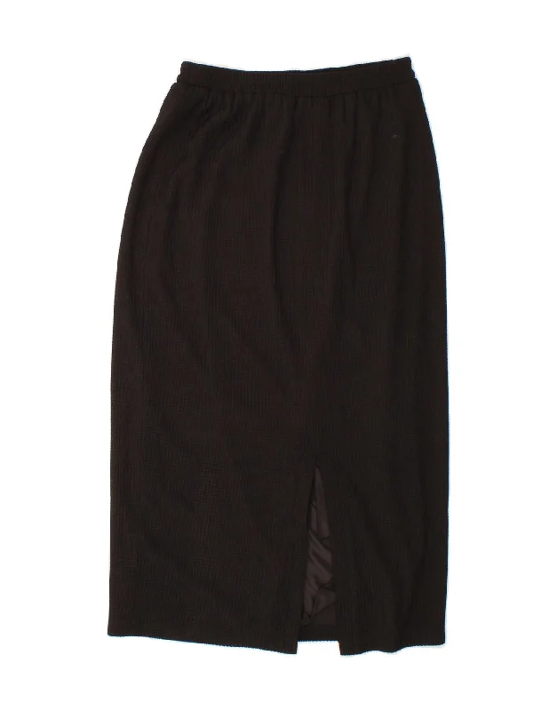 FRANKENWALDER Womens Midi Skirt EU 40 Medium W28 Black Polyester ribbed skirt waist