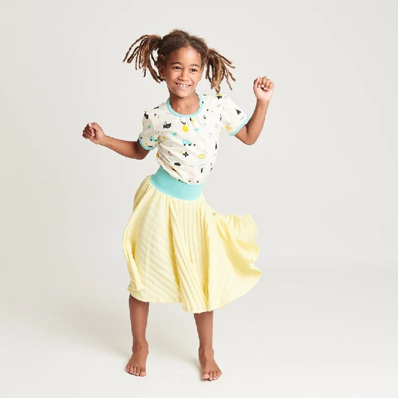 Skirt "Ribbed Jersey Vanilla/Mint" tiered skirt playful