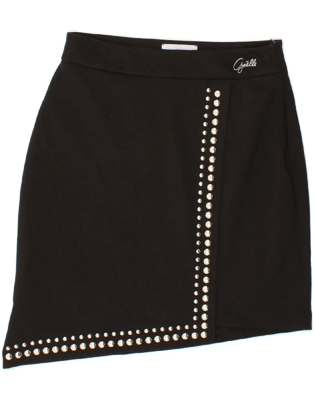GAELLE Womens Asymmetrical Skirt IT 44 Medium W30  Black Polyester vintage skirt charm
