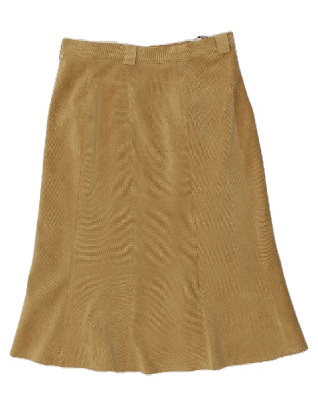 GARDEUR Womens A-Line Skirt UK 18 XL W34 Beige Pinstripe Polyester mini skirt trendy
