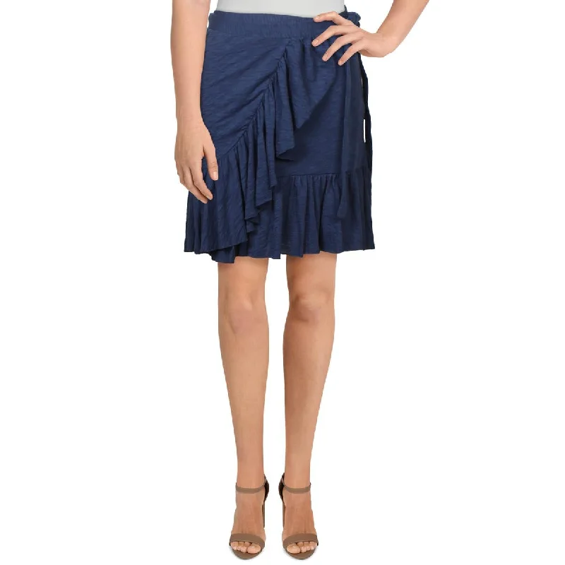 Goldie Womens Side Tie Slub Wrap Skirt tiered skirt playful