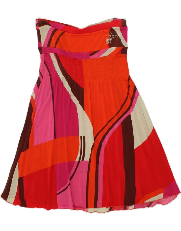 GUESS BY MARCIANO Womens A-Line Skirt IT 40 Small W26 Red Colourblock satin skirt smooth GUESS BY MARCIANO Womens A-Line Skirt IT 40 Small W26 Red Colourblock satin skirt smooth