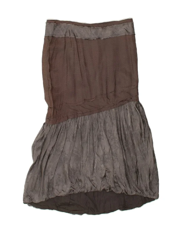 GUESS Womens Bubble Skirt IT 42 Medium W30  Brown Colourblock linen skirt breathable