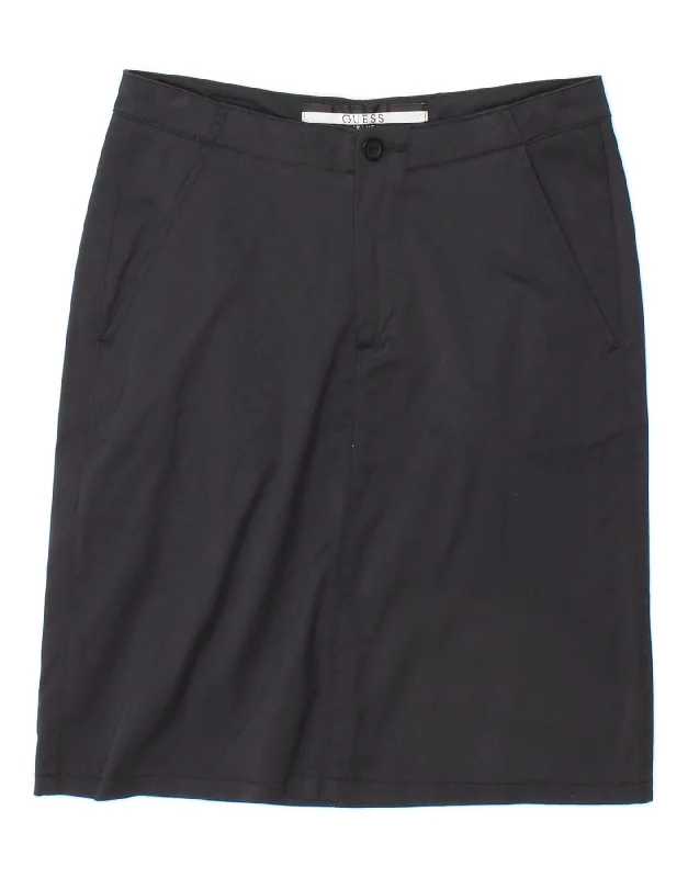 GUESS Womens Straight Skirt UK 6 XS W26 Black Polyamide ribbed skirt waist