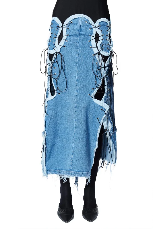 Guovarde Yama Denim Orient Skirt lace skirt delicate