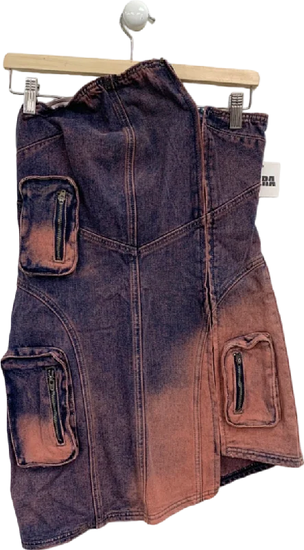 Hera Brown Acid Wash Denim Mini Skirt Kelly Style M wool skirt breathable