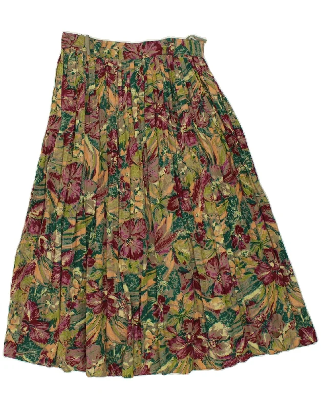 HIRSCH Womens Pleated Skirt EU 40 Medium W28 Multicoloured Floral Viscose denim skirt casual HIRSCH Womens Pleated Skirt EU 40 Medium W28 Multicoloured Floral Viscose denim skirt casual