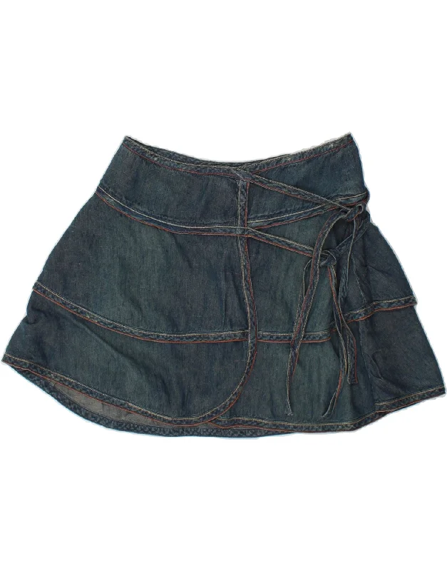 ICEBERG Womens Wrap Denim Skirt W34 Large Blue denim skirt trendy