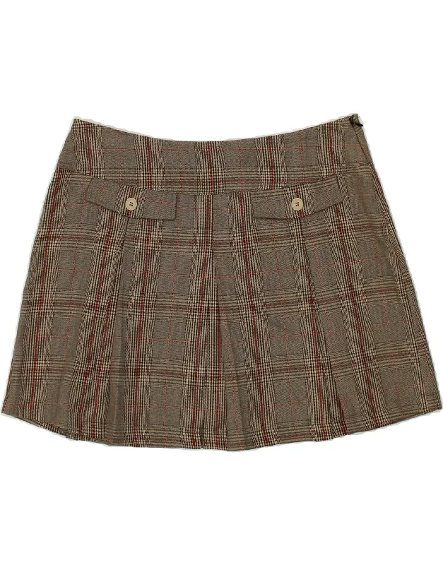 ICHI Womens Mini Skirt Medium W30 Grey Check linen skirt airy
