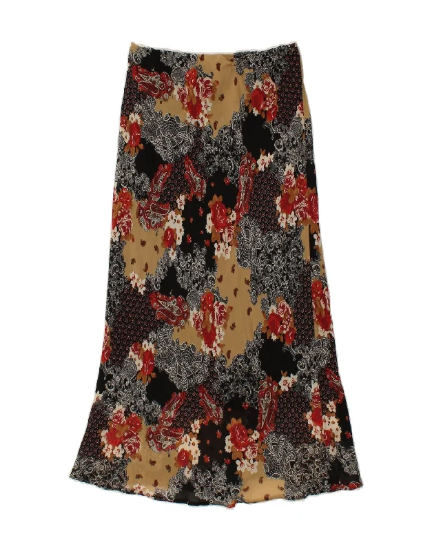 JUST ELEGANCE Womens Maxi Skirt UK 12 Medium W28  Multicoloured Floral silk skirt lustrous