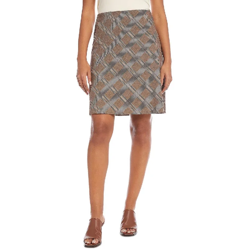 Karen Kane Womens Woven Plaid A-Line Skirt velvet skirt rich