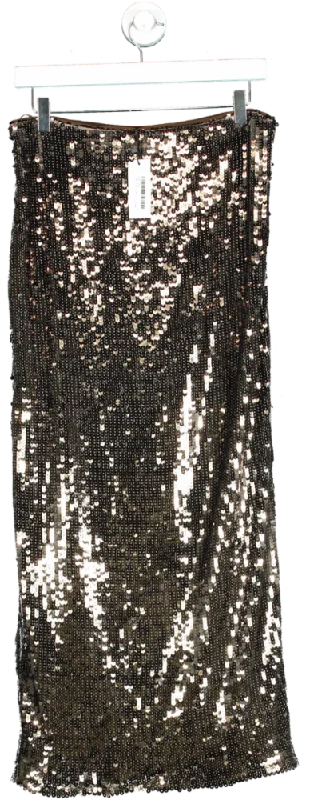 Karen Millen Gun Metal Sequin Woven Midi Skirt UK 10 summer skirt style