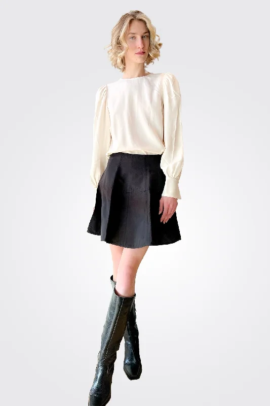 Kiara Skirt - Black belted skirt waist