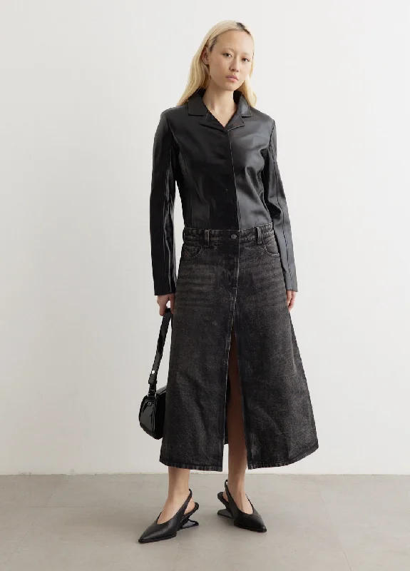 L-Ory Giacca Denim Midi Skirt lace skirt intricate