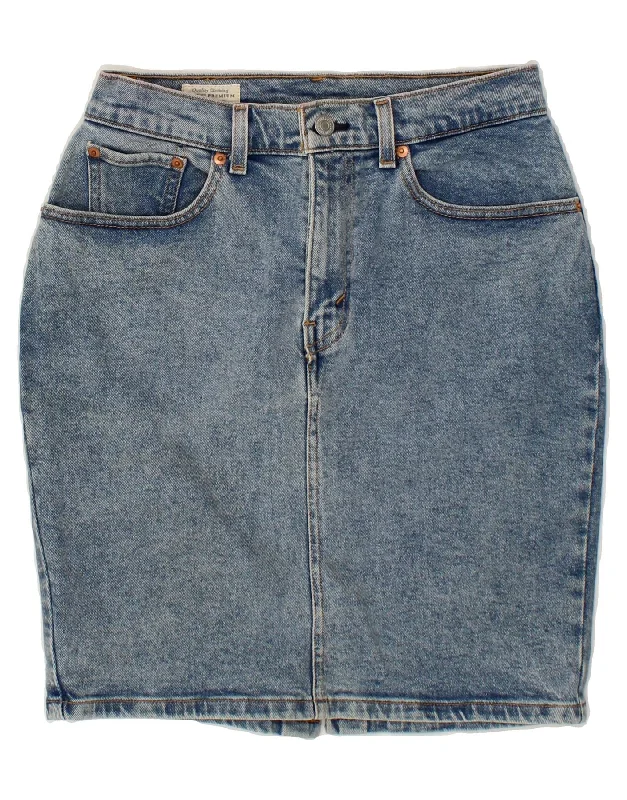 LEVI'S Womens Denim Skirt W27 Small Blue Cotton velvet skirt glossy