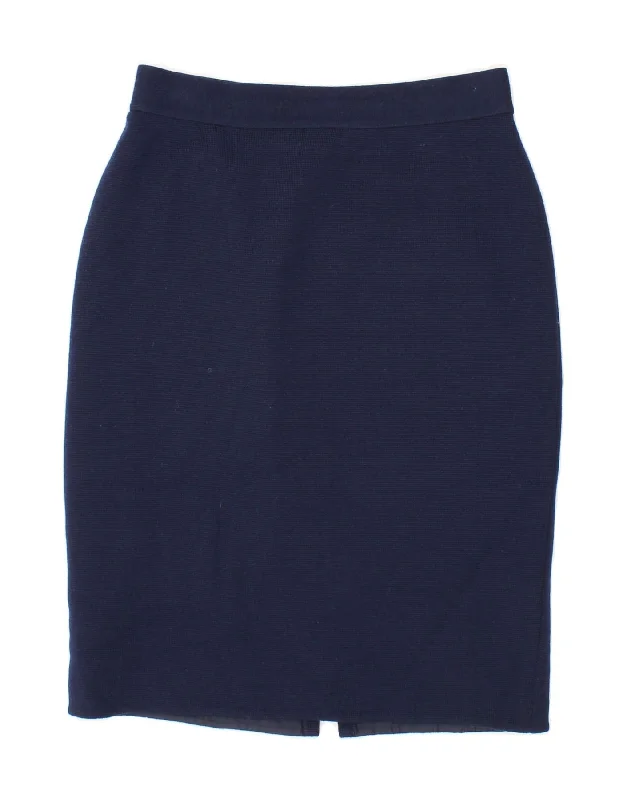 LUISA SPAGNOLI Womens Pencil Skirt IT 44 Medium W28 Navy Blue Virgin Wool denim skirt classic LUISA SPAGNOLI Womens Pencil Skirt IT 44 Medium W28 Navy Blue Virgin Wool denim skirt classic