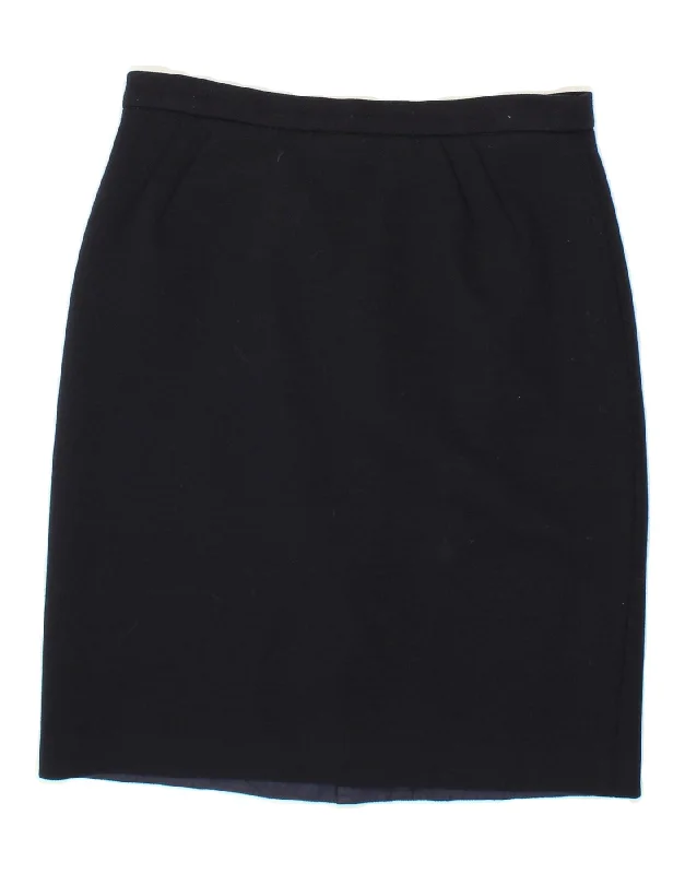 LUISA SPAGNOLI Womens Pencil Skirt IT 46 Large W32 Navy Blue Wool linen skirt natural LUISA SPAGNOLI Womens Pencil Skirt IT 46 Large W32 Navy Blue Wool linen skirt natural