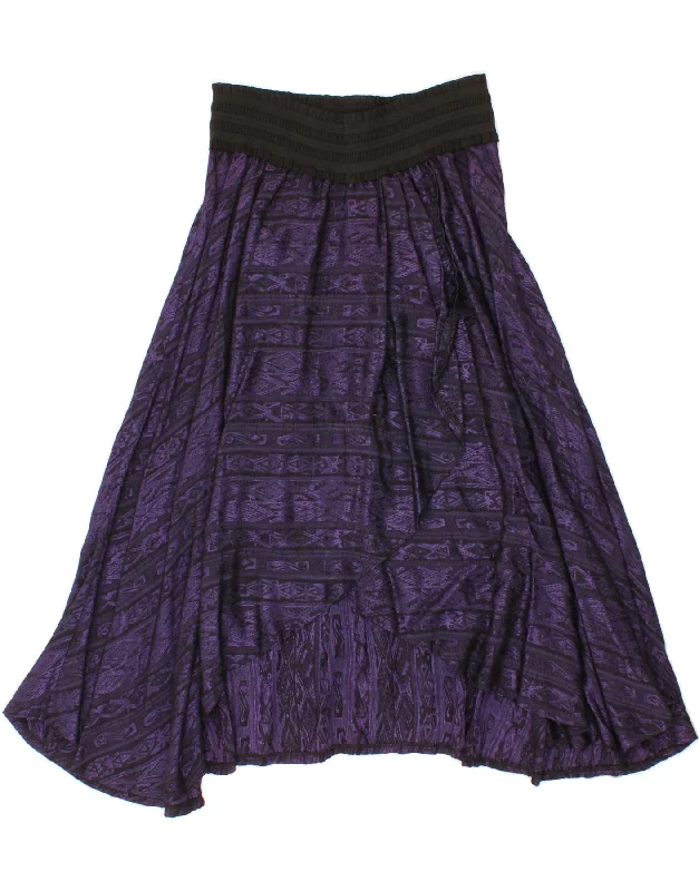 MAGI Womens Abstract Pattern Asymmetric A-Line Skirt Medium W30  Purple high slit skirt