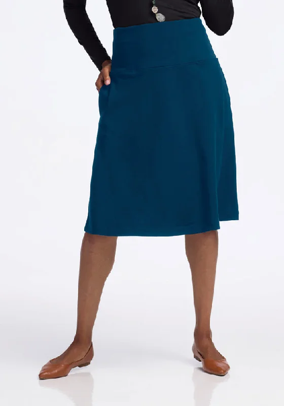 Marilyn Flowy Midi Skirt - Real Teal leather skirt durable
