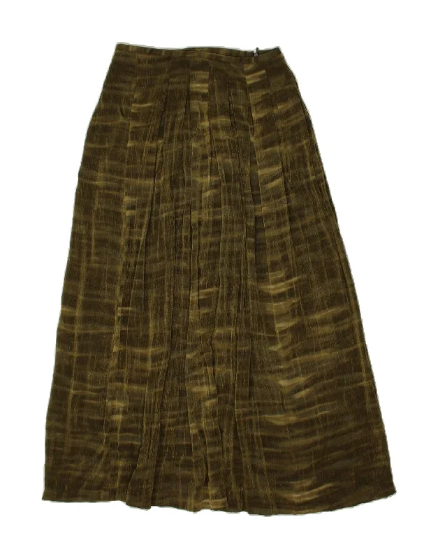 MARIO BORSATO Womens Maxi Pleated Skirt IT 44 Medium W30  Khaki Viscose chiffon skirt delicate