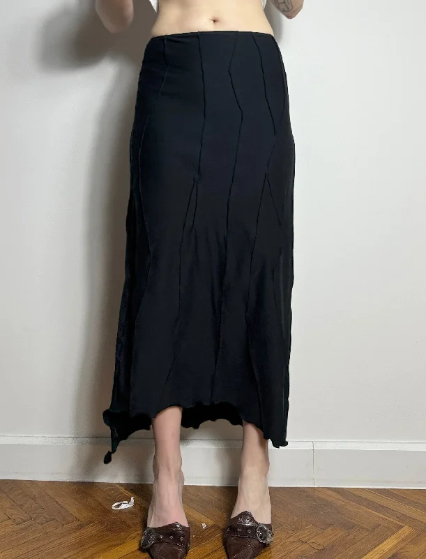 Mariola Homoncik Black Suture Long Skirt denim skirt classic