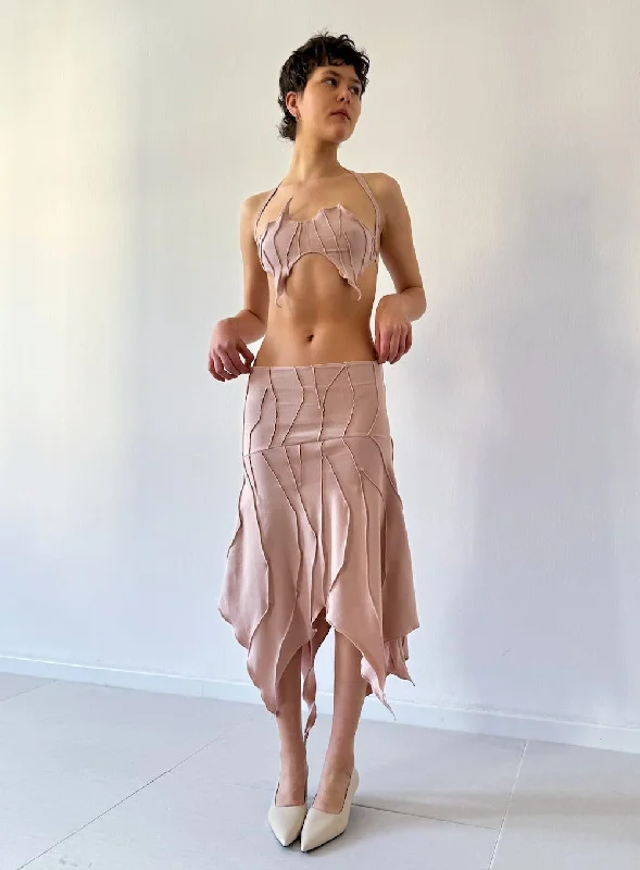 Mariola Homoncik Nude Ruffle Skirt wool skirt sturdy