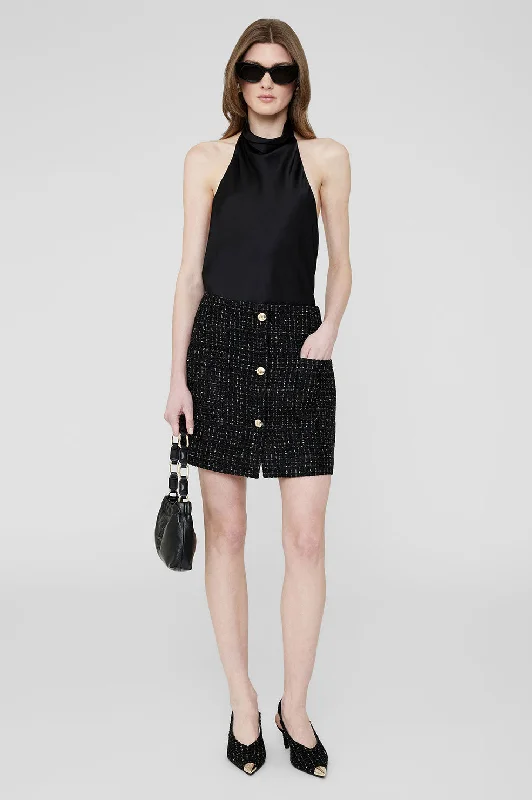 Mateo Skirt - Black And White Tweed linen skirt natural