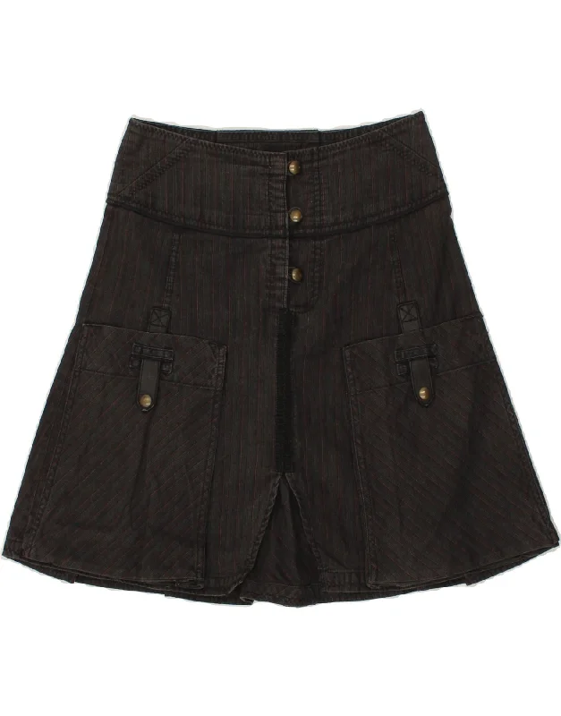 MAX&CO. Womens A-Line Skirt UK 6 XS W28 Black Striped Cotton chiffon skirt floaty