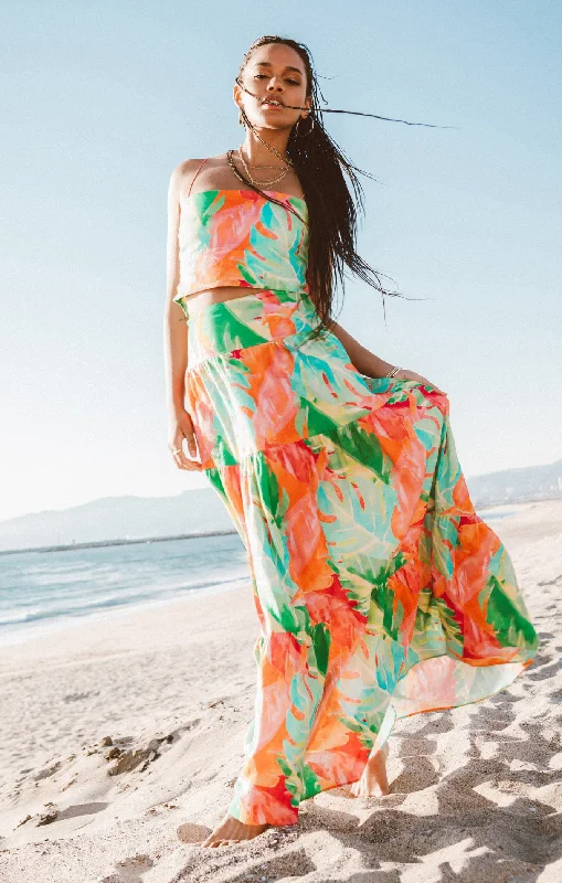 Melody Maxi Skirt ~ Tropics Palm velvet skirt luxurious