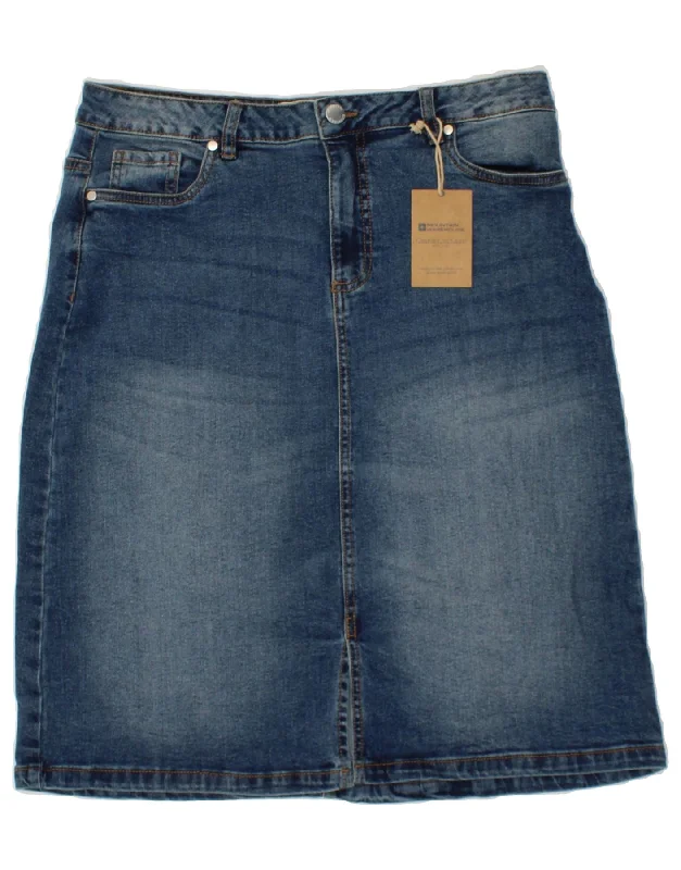 MOUNTAIN WAREHOUSE Womens Denim Skirt UK 14 Large W32 Blue Cotton asymmetrical skirt cut MOUNTAIN WAREHOUSE Womens Denim Skirt UK 14 Large W32 Blue Cotton asymmetrical skirt cut