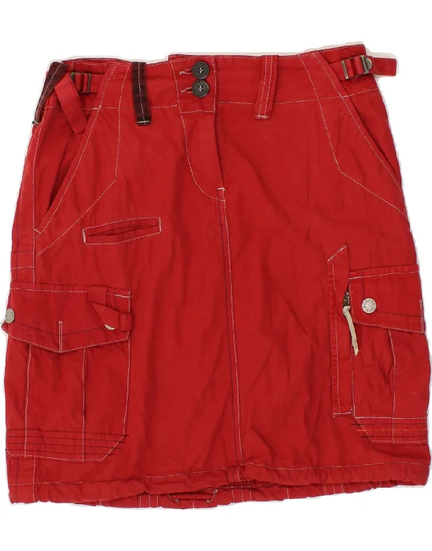 MURPHY & NYE Womens Cargo Skirt W30 Medium  Red Cotton silk skirt elegant