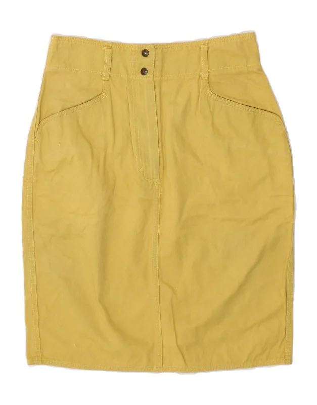 NEWPENNY Womens Pencil Skirt IT 42 Medium W28 Yellow Cotton elastic waist skirt