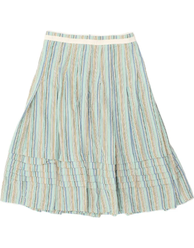NOA NOA Womens Amish A-Line Skirt XS W26 Blue Striped Cotton velvet skirt glossy