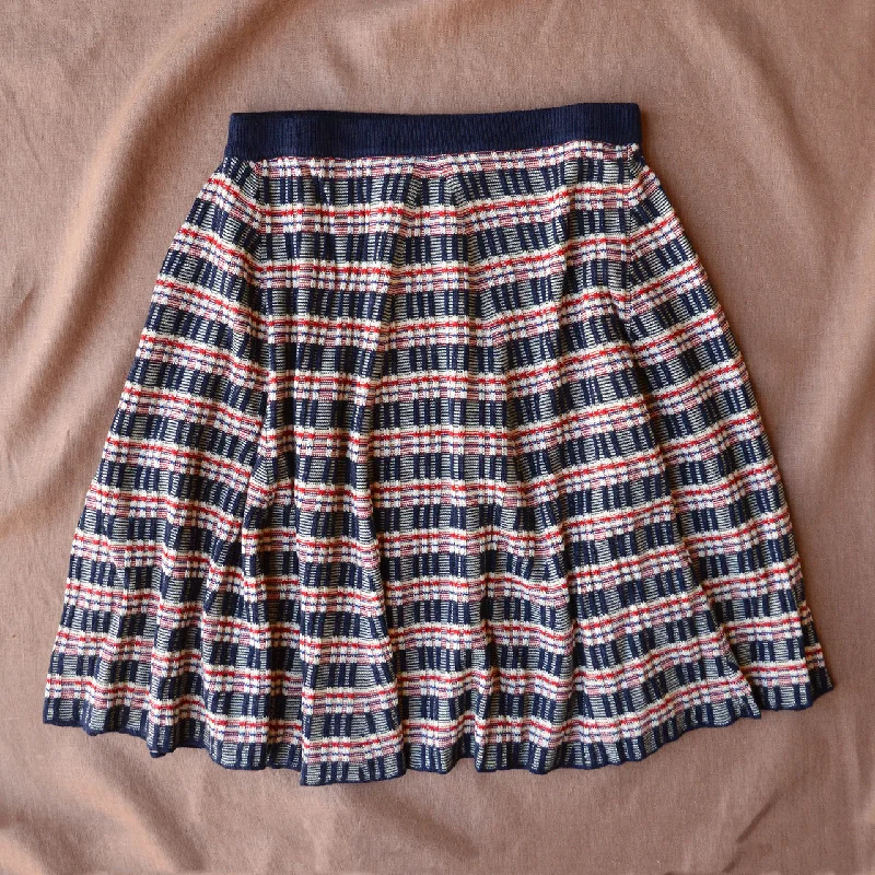 Jacquard Rib Skirt in 100% Merino - Navy (Teens-Womens S) linen skirt natural