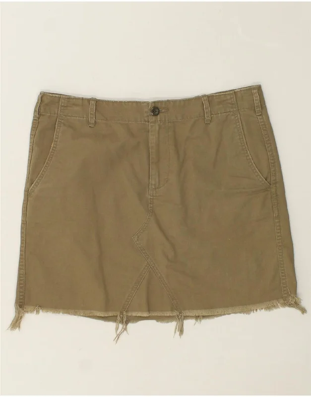 RALPH LAUREN Womens Denim Skirt W30 Medium Khaki Cotton floral skirt print