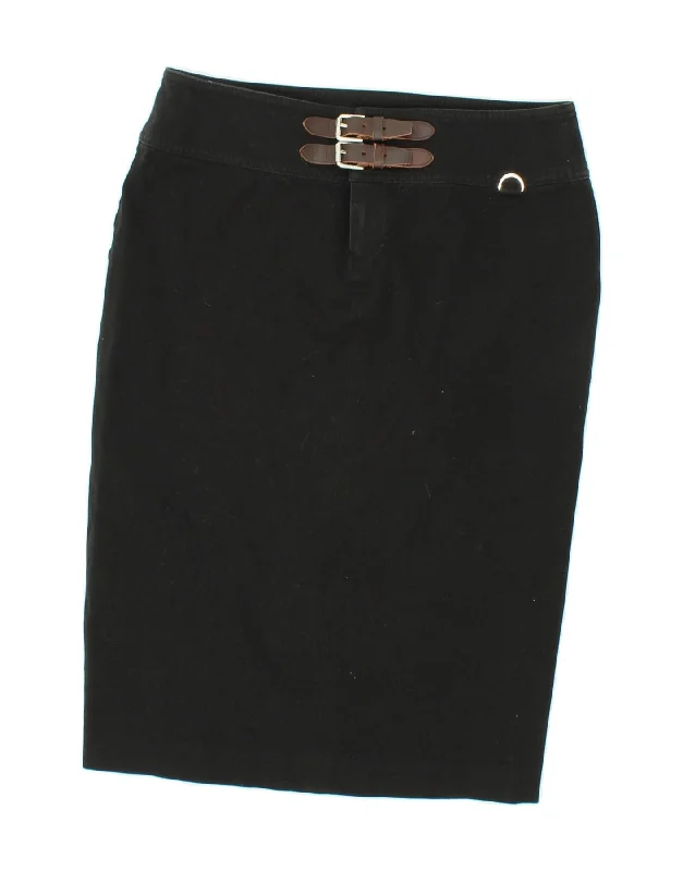 RALPH LAUREN Womens Pencil Skirt US 6 Medium W30 Black Cotton velvet skirt glossy