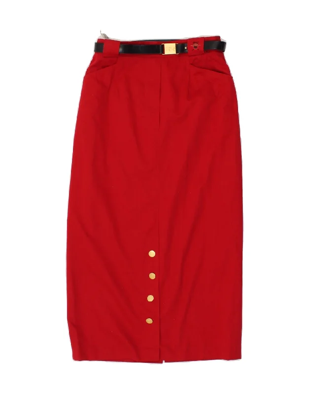RAVENS Womens Maxi Skirt UK 12 Medium W28  Red Cotton chiffon skirt flowing
