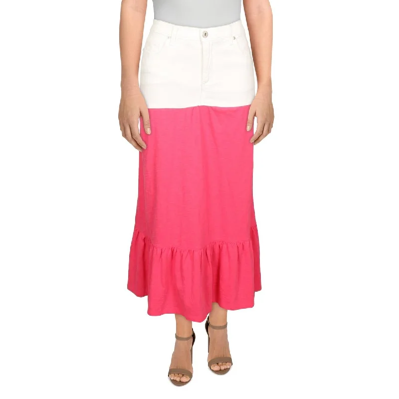 Refried Apparel Womens    Denim Slub Maxi Skirt leather skirt bold