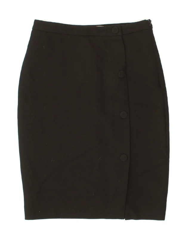 REISS Womens Pencil Skirt UK 8 Small W26 Black Polyester wrap skirt elegant