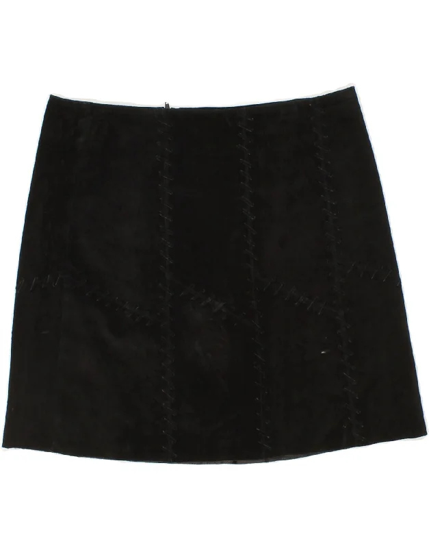 RENE' DERHY Womens Leather Skirt UK 10 Small W30 Black Patchwork Leather lace skirt feminine RENE' DERHY Womens Leather Skirt UK 10 Small W30 Black Patchwork Leather lace skirt feminine