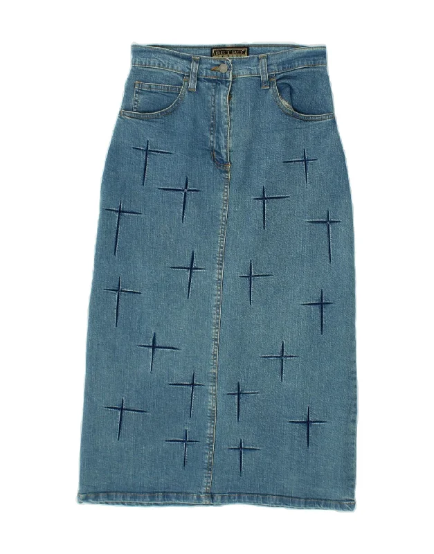 RETRO Womens Denim Skirt W30 Medium  Blue Cotton wool skirt warm