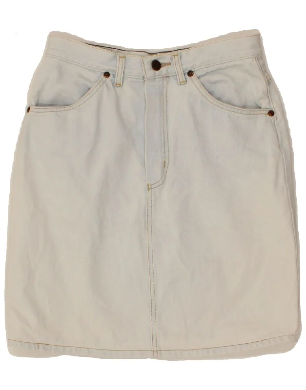 RIFLE Womens Denim Skirt W26 Small Blue Cotton belted skirt waist