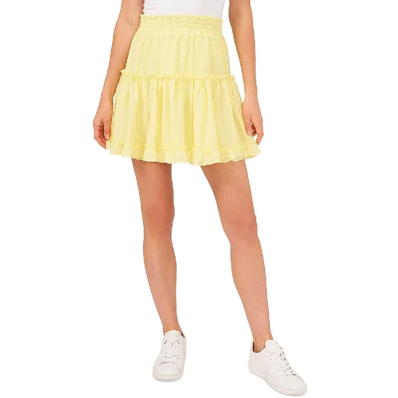 Riley & Rae Womens Smocked Short Mini Skirt pleated skirt texture