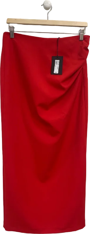 River Island Red High-Waisted Pencil Skirt UK 10 velvet skirt plush