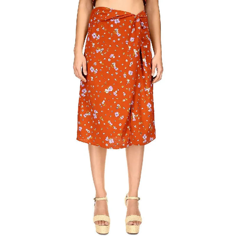Sanctuary Womens Floral Print Mid Calf A-Line Skirt chiffon skirt airy